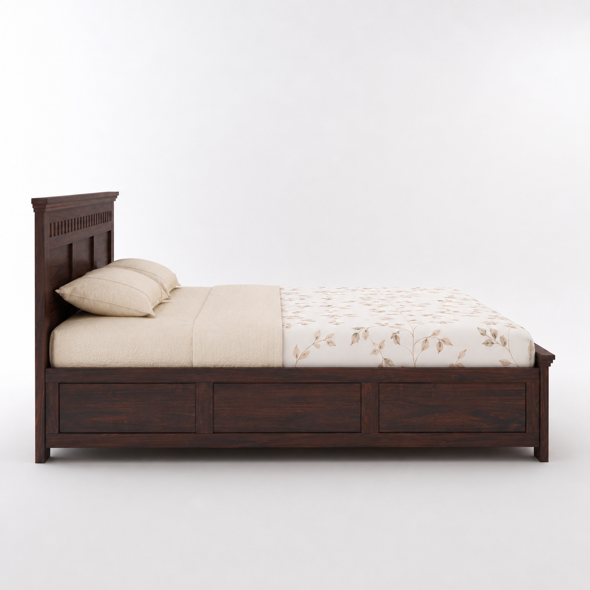 Kuber Grid Design Sheesham Wood Bed with Box Storage