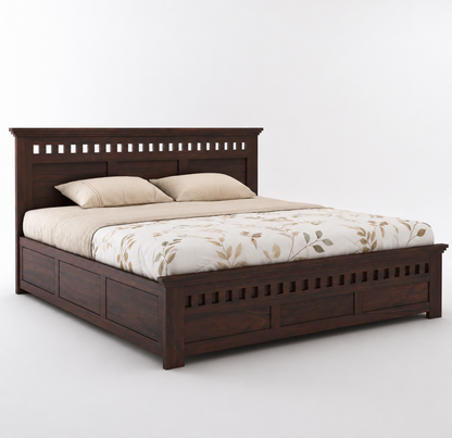 Kuber Grid Design Sheesham Wood Bed with Box Storage