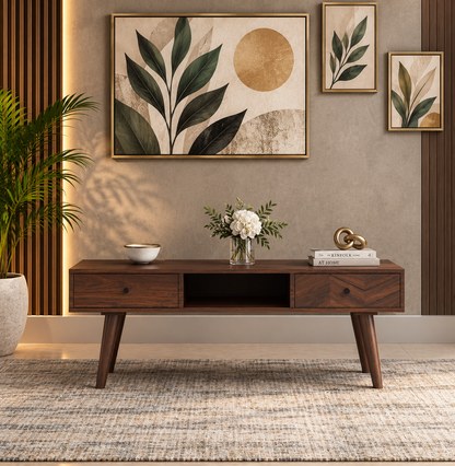 Sheesham Wood Coffee Table with 2 Drawers